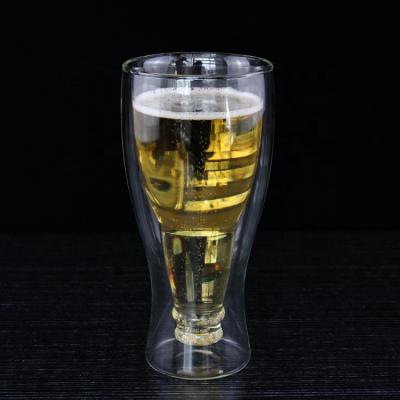 China KOREAN Custom Printed Double Wall Beer Glass Drinking Custom Logo Beer Mug Beer Glass Pint for sale