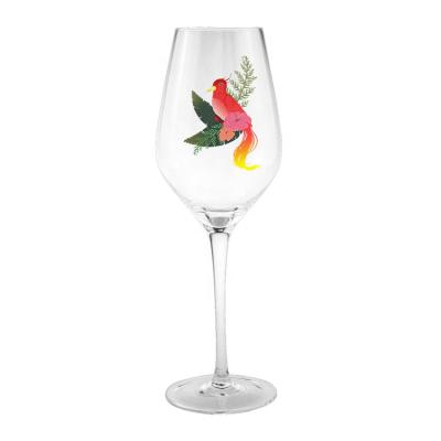 China BREF Spring Design Custom Wine Glasses Chinese Supplier Plant Rural Bird Pattern Wine Glass for sale