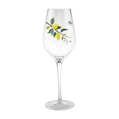 China Custom Soda Lime Glass Wine Glass Hand Paint Goblets Spring Flower Theme Glass Wine Goblet for sale