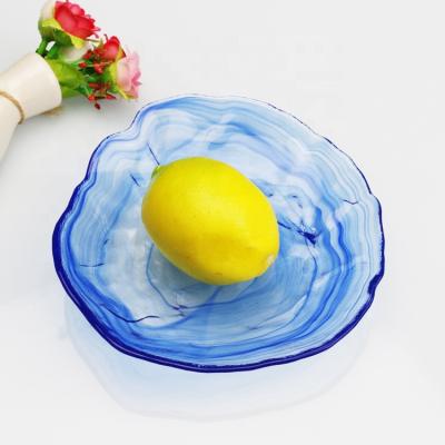 China 2021 Sustainable Blue Glass Classic Dishes Dishes For Daily Use for sale