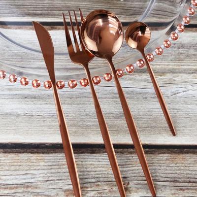 China Sustainable Stainless Steel Cutlery Sets Stainless Flatware Set Rose Gold Stainless Fork Knife And Spoon Sets for sale