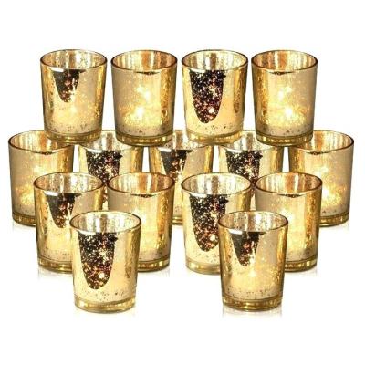 China Popular Home Decoration Votive Glass Holder Decoration Mercury Glass Votive Candle Holders for sale