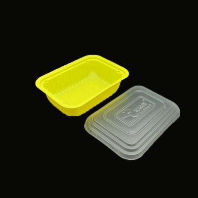 China Double Layer 500ML Disposable 3 Compartment Take Away Disposable Plastic Bento Lunch Box for sale