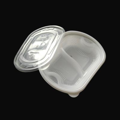 China Double Layer 900 Ml Disposable 3 Compartment Take Away Disposable PP Plastic Food Lunch Box for sale