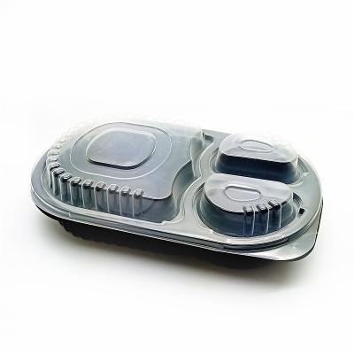 China Microwavable ACCEPT CUSTOM 3 Compartments Microwave Rectangle PP Safe Disposable Plastic Food Bowl for sale