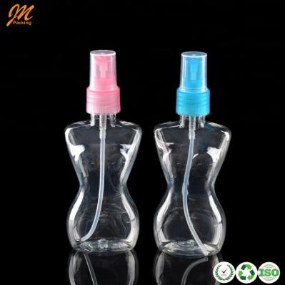 China Eco-friendly Material Woman Body Shaped Cosmetic Plastic Spray Bottle 100ml for sale