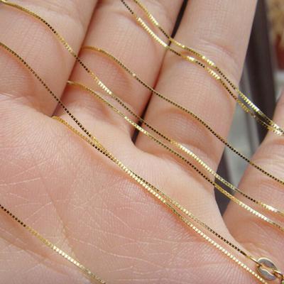 China Pure Au750 18K Gold Clavicle Chain DIY Jewelry Accessories CLASSIC Solid Necklace Box Chain Bulk Sale Promotion Women Ladies Gift for sale