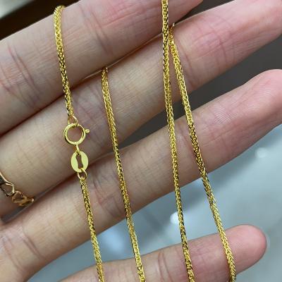 China Au750 Pure Gold Chopin Necklace 18K Gold Wheat Chain DIY Jewelry Accessories CLASSIC Bulk Sale Promotion Women Ladies Gift for sale