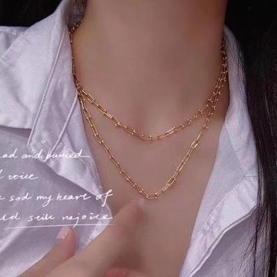 China FASHIONABLE Design Pure Horseshoe Chain Solid 18 Carat Au750 Gold Fine Jewelry Bracelet Necklace Set For Women Ladies Girls for sale