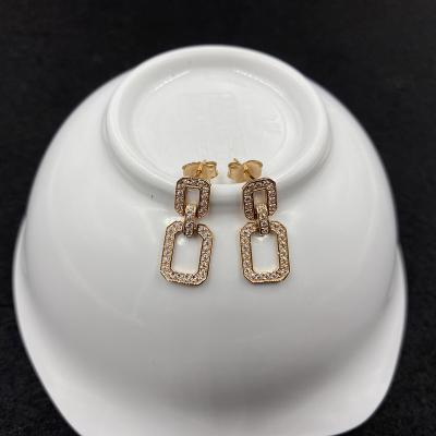 China Fashion Jewelry Wholesale New Arrival High Luster CZ Stones Pure 18k Au750 Gold Stud Drop Earring For Women Ladies Lover Mom Best Gift for sale