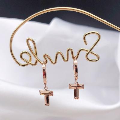 China FASHIONABLE Pure 18K Gold Hoop Earrings Au750 Fine Jewelry Hook Dangle Earrings For Women Ladies Girls for sale