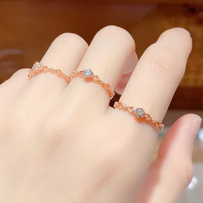 China TRENDY Resizable Ziron Stones Lover Au750 18k Gold High Luster Trendy Ring For Women Ladies Girls Mother for sale