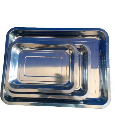 China Disposable Thickened stainless steel square plate tray Grill and Steamed rice plate grilled fish and punched tea pool square plate Y077 for sale