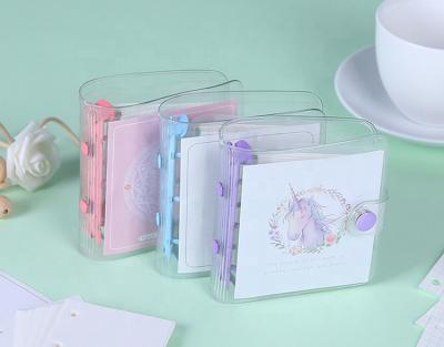 China Factory In Stock Mini Clear PVC Coating Pocket Notebook with 3 Colorful Ring Binder Notebook for sale