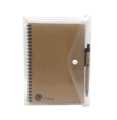 China Custom Wire Tie Kraft Spiral Book Coil Logo Twin Spiral Notebook Recycle Notebook With Pen For Promotion Gift for sale