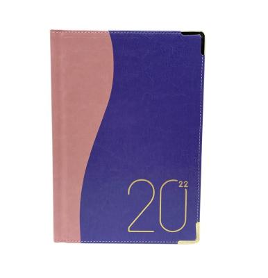 China 2022 Wholesale High Quality Hardcover Book Diary A5 Calendar Notebook Gold Quilted Leather Edge New With Metal Corner Diary Planner for sale