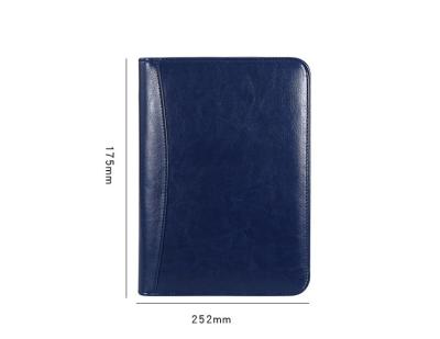 China Promotional Leather Ring Binder Multifunctional Folders Custom Conference Portfolio Hardcover PU A5 Notebook Zipper Bag for sale