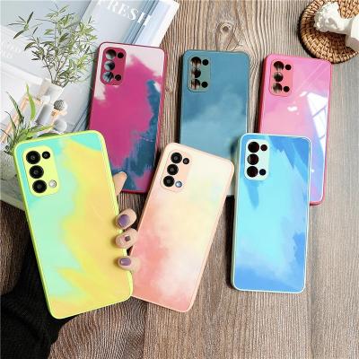 China Anti-fall watercolor tempered glass design mobile phone case for Huawei mate30/40 P30/P40 nova5678 for sale