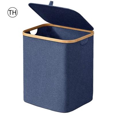 China Eco-Friendly Durable Folding Storage Box Laundry Hamper Bags Bathroom Tissue Folding With Handles Collapsible Slim Laundry Hamper for sale