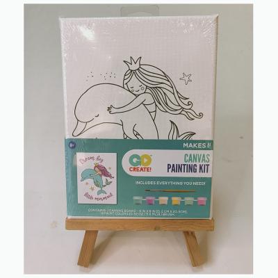 China Children Painting Canvas Set 20*20cm Painting Wooden Frame Preprinted Acrylic Painting Art Canvas Print Sets for sale