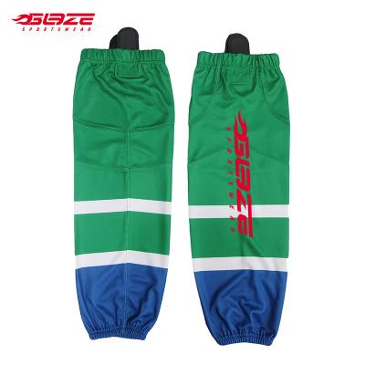 China Durable Cheap Custom Polyester Sublimation Player Knitted Protective Ice Hockey Socks for sale