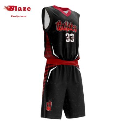 China Antibacterial Cheap Custom Youth Basketball Uniforms Sets Black Color Porcelain for sale