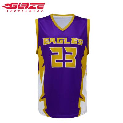 China Latest Antibacterial Color Combination Customize Sublimated Basketball Jersey Wear Design for sale