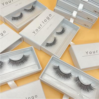 China Gently Make Your Own Brand Lashes Handmade High Quality Synthetic Strip Silk Lashes for sale