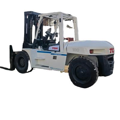 China Used Japan TCM FD100 Diesel Forklift 10 Ton Warehouse Container Pallet Lifting Truck for sale