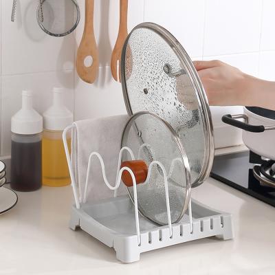 China Japan Style Metal Kitchen Storage Rack Kitchen Tableware Organizer Pot Soup Spoon Pan Lids Storage Holder Japan Style Folding Cover Racks for sale