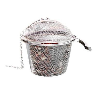 China Reusable Wire Mesh Stainless Steel Tea Ball Wire Stocked Filter Bucket Shape Filter Tea Infuser Mesh Tea Strainer For Kitchen for sale