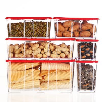 China Freshness Preservation Open Air Storage Containers Cereal Candy Fruit Food Jar Plastic Easy Seal Freshness Keeping Lids Tight Food Storage Boxes for sale