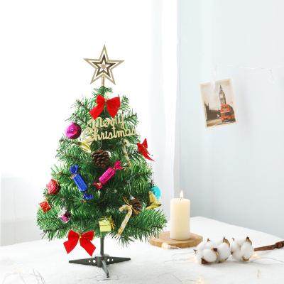 China Mini Christmas Trees Desktop Christmas Tree Decoration 50cm Artificial Christmas Tree Decoration Set With Light And Various Decorations for sale