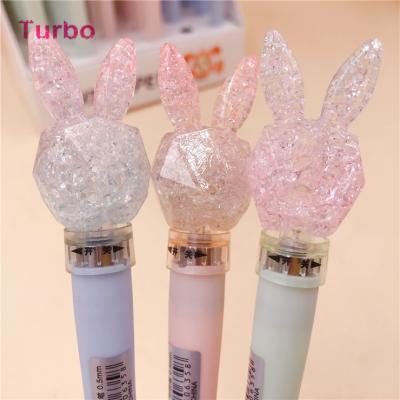 China New normal creative Japanese stationery 2021 Hot-selling kawaii crystal rabbits shaped plastic gel pen ink 0.5mm for sale