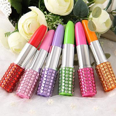 China Creative Lipstick Plastic Ball Pens Gifts Pen Creative Crystal Promotional Women Makeup Pen Logo Novelty Luxury Plastic Lipstick Ball Pens for sale