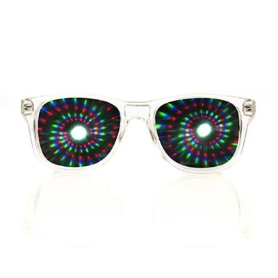 China Nightclub Clear Spiral Diffraction Glasses Plastic Color Diffraction Glasses for sale