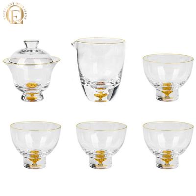 China Viable High Quality Clear Glass Tea Set Teapot With Tea Cup Cup Seven-piece Fair Suit for sale