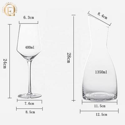 China Wholesale 1350ML Whiskey Handcrafted Red Wine Decanter Oblique Rim Handmade Shape Liquor Glass Decanter Wine Glass Sets for sale