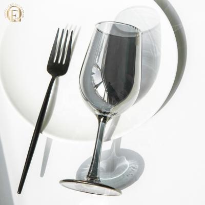 China Wholesale Popular Wine Color Europe Fashion Plated Amber Goblet Smoky Gray Custom Wine Glass Customized Glassware for sale