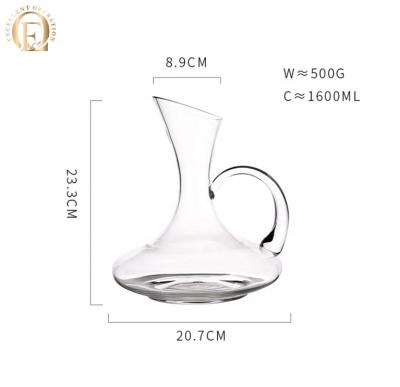 China Sustainable Hot Selling Handmade 1800ml Crystal Glass Traditional Red Wine Decanter With Handle for sale