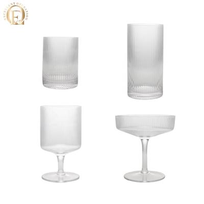 China Wholesale Scarf Top Restaurant Ripple Restaurant Cocktail Wine Glass Cup Ice Cream Yogurt Tumbler Pudding Dessert Cups for sale