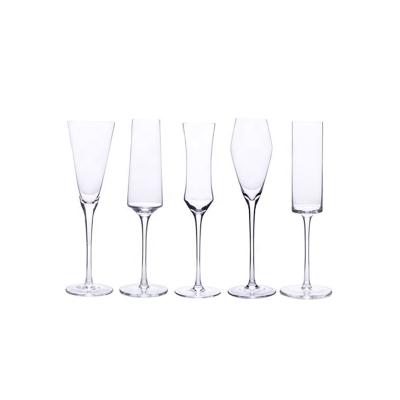 China Gift Box Slim Blown Party ODM Hand Stem Lead Free Crystal Clear Wedding Glass Tall Stem Champagne Flutes Glass for sale