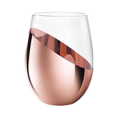 China Modern EO Lead Free Glasses Crystal Rose Gold Stemless Wine Tumbler Scarf Top Drinking Gass Cup Wholesale for sale