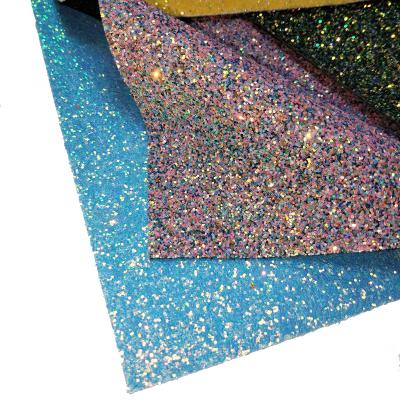 China Wholesale Waterproof Shiny Chunky Glitter PU Leather Faux Leather Foil Leather Fabric for sale