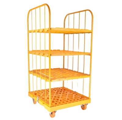 China CARGO and Logistics Best Selling Four Wheel Metal Collapsible Industrial Folding Warehouse Storage Logistics Wire Mesh Trolley for sale