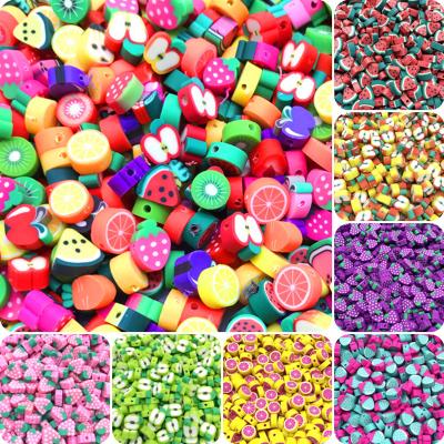 China 100pcs/lot 10mm Ceramic Polymer Clay Beads Mixed Color Polymer Clay Spacer Beads For Jewelry Fruit Beads Making DIY Bracelet Necklace for sale