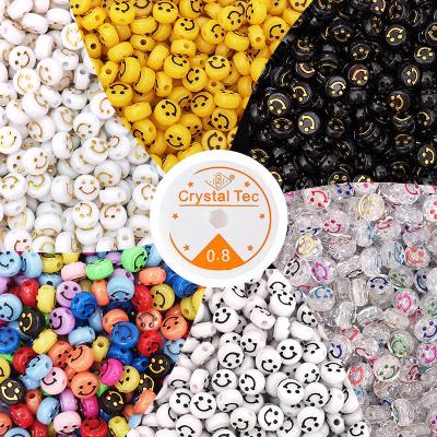 China 50pcs 10mm Smiley Face Beads Polymer Clay Ceramic Spacer Loose Beads For Jewelry Making DIY Bracelet Accessories for sale