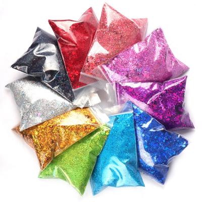 China Plastic Holographic Nail Art Decorations Accossories Laser Gel Chunky Sequins Sparkly Manicure DIY Hexagon Nail Glitter Flakes 50g/Bag for sale