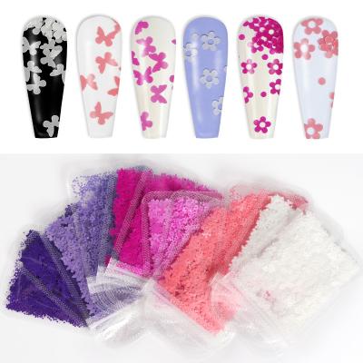 China Bossom Pink Plum Glitter Nail Small Flower Flake Plastic Nail Sequins Ultra Thin Sectional Accessories For Nail Art Design Decorations for sale