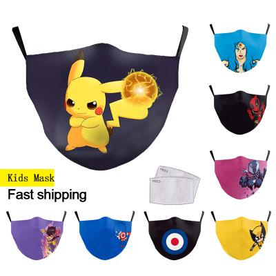 China Kids Fashion Cartoon Pokemon Print Face Mask Cloth Face Cover Protective Mask Cloth Face Cover Adjustable Washable Adjustable Kids Mask for sale